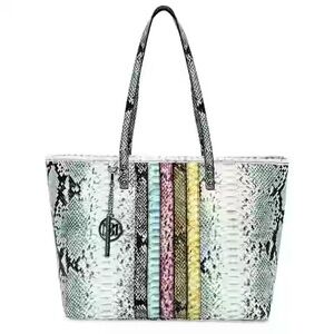 Badgley Mischka Black and White Striped Tote Bag